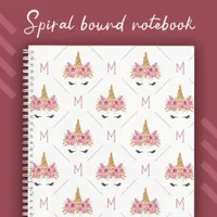 Unicorn Monogram Initial Pattern Notebook