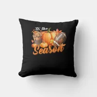Tis The Season Pumpkin Leaf Latte Fall Thanksgivin Throw Pillow
