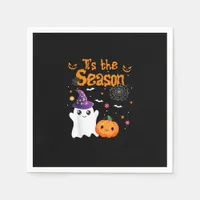 Tis Season Pumpkin Retro Groovy Vintage Halloween Napkins