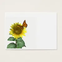 Pretty Yellow Sunflower and Orange Butterfly