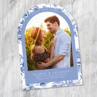 Blue Porcelain Toile Floral Wedding Save The Date