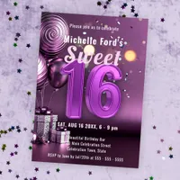 Radiant Sweet 16 Sparkle with Purple Elegance Invitation