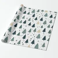 Simple Green Christmas Tree Wrapping Paper