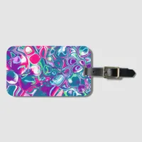 Pink and Blue Abstract Fluid Art  Luggage Tag