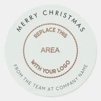 Simple Merry Christmas Company Logo Powder Blue Classic Round Sticker