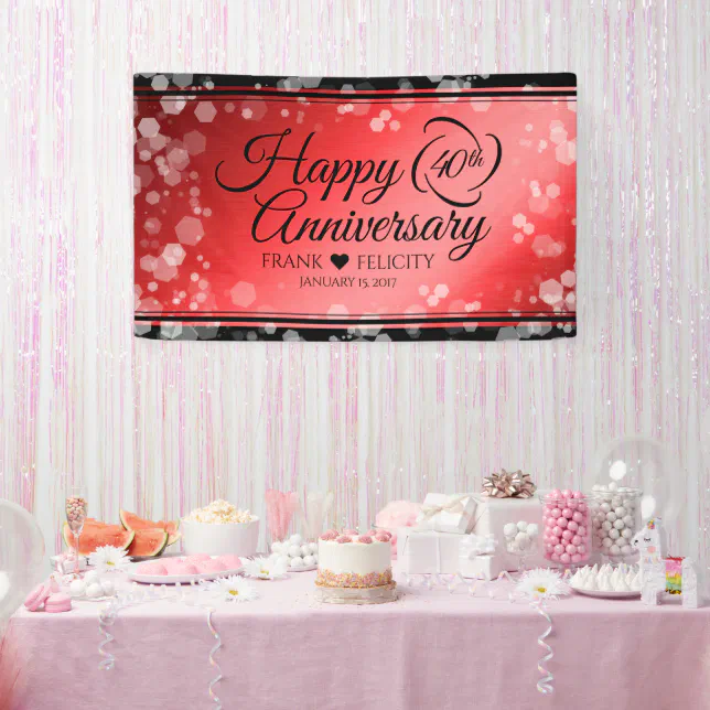 Elegant 40th Ruby Wedding Anniversary Celebration Banner