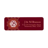 Monogram Deep Red Floral Emblem Address Label