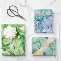 Tropical Summer Palm Leaves Pattern Wrapping Paper Sheets