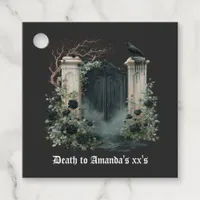 Death to My XXs Gothic Dark Floral Birthday Party Favor Tags