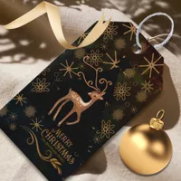 Festive BLACK GOLD Deer Christmas Gift Tags