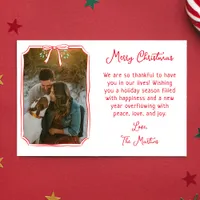 Chic Mistletoe & Bow Custom Family Photo Christmas Holiday Card