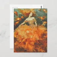 Woman in a GoldFish Dress Fashion Postcard