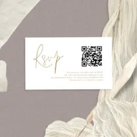 Gold Script QR Code Wedding RSVP  Enclosure Card