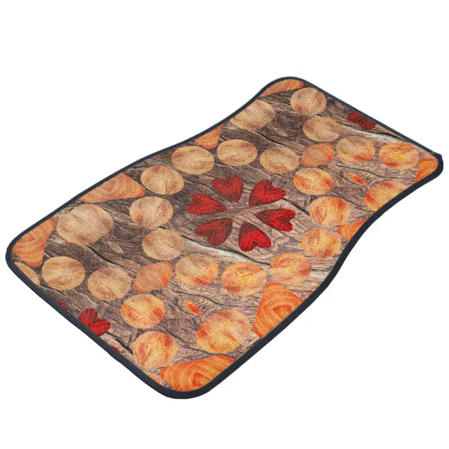 Hearts and circles in Kaleidoscope Car Floor Mat