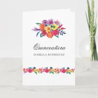 Watercolor Floral Fiesta Quinceañera Photo Invitation