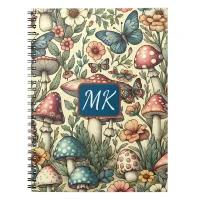 Vintage Mushrooms, Butterflies and Flowers Notebook