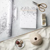 White silver glitter sparkle Christmas Xmas  Wrapping Paper