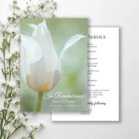 White Tulip Flower Spring Funeral Memorial Service Program