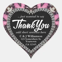 Pink Gothic Medieval Thank You Heart Stickers