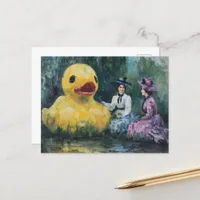 Two Women Picnic With the Giant Duck Postcard