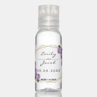 Elegant Gold Glitter Geometric Purple Floral Wed Hand Sanitizer