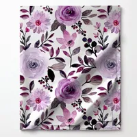 Girly Lavender Purple Roses Watercolor Floral Fabric