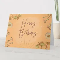 Orange Happy Birthday Folded Greeting Card