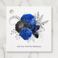 Royal Blue, Black and Silver Floral Favor Tags