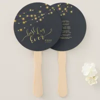 Modern String Lights Wedding Party Gold ID585 Hand Fan