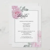 Romantic Pink Peonies Rice Paper Wedding Details Invitation