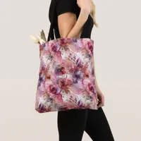 Pink and Purple Flowers Alcohol Ink Illustration Tote Bag