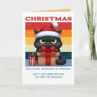 Fireside Vintage Funny Cat Retro Christmas Photo Holiday Card