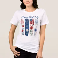 Patriotic Floral Fireworks, 4th of July Tri-Blend Shirt