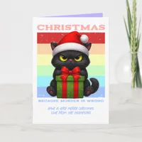 Pastel Party Panic Funny Cat Retro Christmas Photo Holiday Card