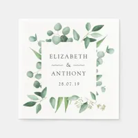 Watercolor Forest Greenery Eucalyptus Wedding Napkins
