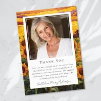 Sunflower Photo Keepsake Funeral Memorial Thank You Card