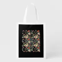 Whimsigoth Old Victorian Floral Oil Painting Class Grocery Bag