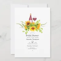 Watercolor Sunflowers Bridal Shower Wine Tasting Invitation