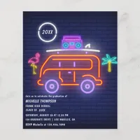 Retro Camper Neon Signs Graduation Party Flyer