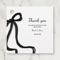 Elegant Simple Classic Minimalist Black Bow Favor Tags