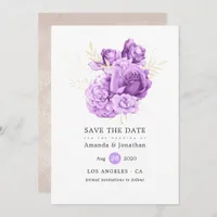 Purple and Ivory Floral Wedding Save The Date