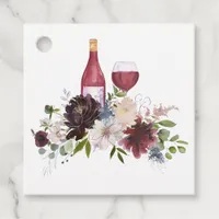 Burgundy and Blush Pink Floral Wine Tasting Favor Tags