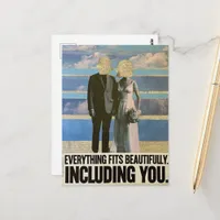 Bride and Groom Mixed Media Collage Postcard