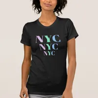 New York City Colorful Stripe NYC Ladies Black T-Shirt