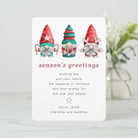 Christmas Gnomes Season's Greetings   Holiday Card