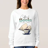 Vintage Books and Coffee Lover Sweatshirt