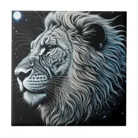 Celestial Lion Night Sky Ai Art Ceramic Tile