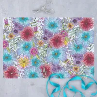 Elegant Radiant Bohemian Blue Red Purple Flowers Tissue Paper