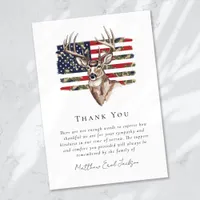 American Flag Buck Deer Sympathy Funeral  Thank You Card