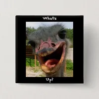 Funny Ostrich Bird Photo What's Up Pinback Button